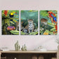 3pcs Tropical Birds and Plants, Safari Themed Metal Print Ready to Hang Art