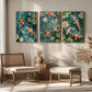 3pcs Vibrant Orange & Green Aquatic Theme Metal Print Ready to Hang Art