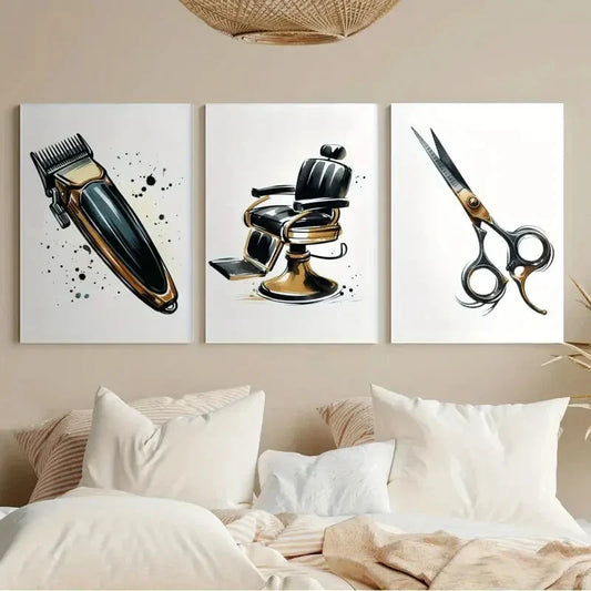 3pcs Vintage Barber Shop Classic & Modern Metal Print Ready to Hang Art