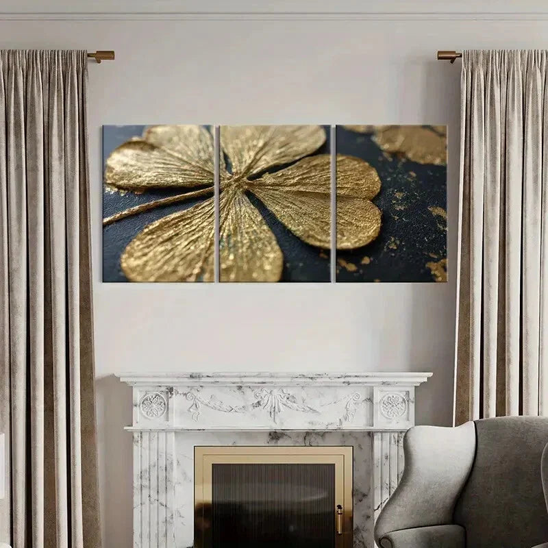 3pcs Abstract Design with Textured Surface Metal Print Ready to Hang Art