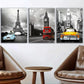 3pcs Eiffel Towers Big Ben & NYC Scenes Vintage Wall Art Set Canvas Framed 40x60cm - High Quality Print 100% Australian Made Wall Canvas Ready to Hang