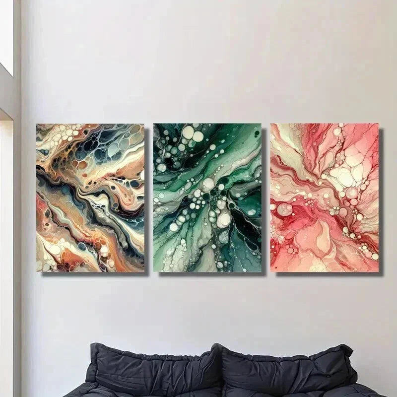 3pcs Abstract Marble Shaped Multi Color Wall Art Set Canvas Framed 40x60cm - High Quality Print 100% Australian Made Wall Canvas Ready to Hang