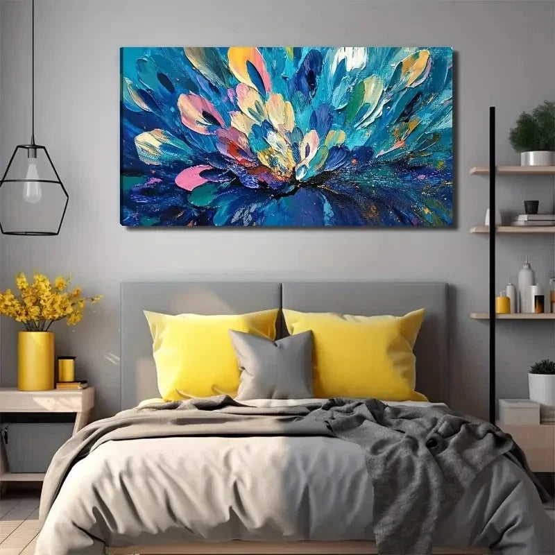 Abstract Peacock Feather Wall Art Canvas Office Home Room Framed 120x60cm