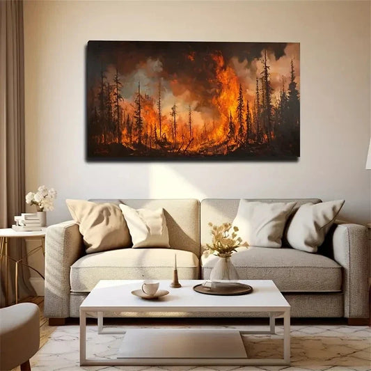 Vibrant Woodland Scene Forest Wall Art Canvas Office Home Room Framed 120x60cm