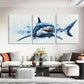 3pcs Shark Splashing Through Ocean Waves Perfect Wall Art Set Canvas Framed 40x60cm - High Quality Print 100% Australian Made Wall Canvas Ready to Hang