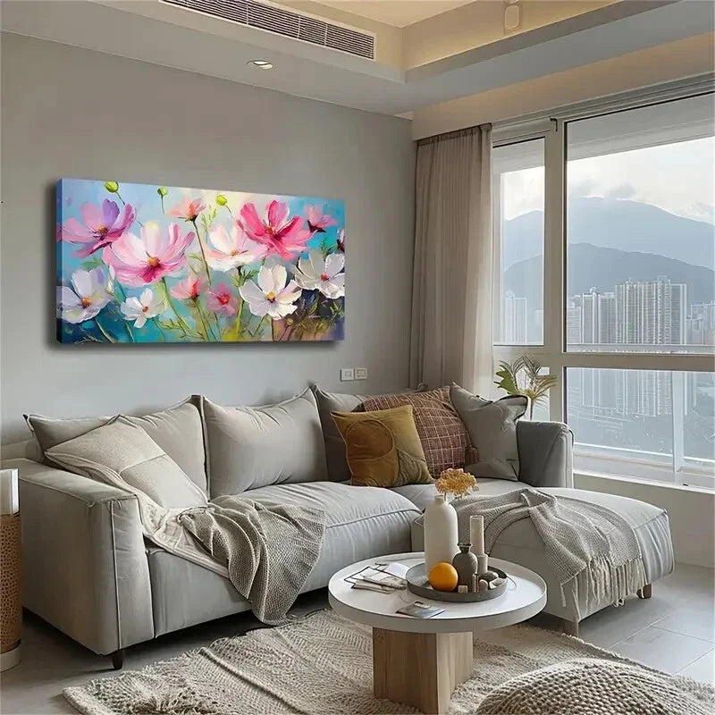 Blooming Tulip Pattern Style Wall Art Canvas Office Home Room Framed 120x60cm