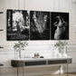 3pcs Vintage Black & White Animals Deer Leopard Wall Art Set Canvas Framed 40x60cm - High Quality Print 100% Australian Made Wall Canvas Ready to Hang