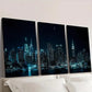 3pcs Night Moon Cityscape Skyscrapers Wall Art Set Canvas Framed 40x60cm - High Quality Print 100% Australian Made Wall Canvas Ready to Hang