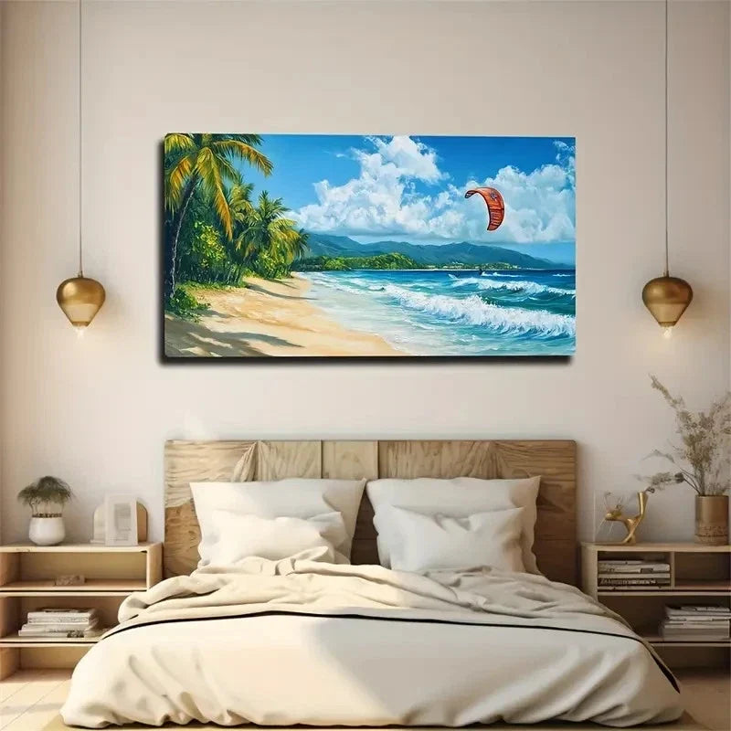 Romantic Tropical Beach Sky Wall Art Canvas Office Home Room Framed 120x60cm