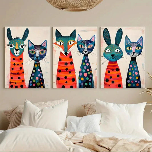 3pcs Colorful Polka Dots & Geometric Patterns Metal Print Ready to Hang Art