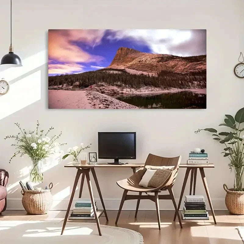 Ling Peak Moonlight Mountains Wall Art Canvas Office Home Room Framed 120x60cm