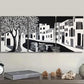 3pcs Black and White Ancient City Canal Wall Art Set Canvas Framed 40x60cm - High Quality Print 100% Australian Made Wall Canvas Ready to Hang