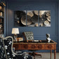 3pcs Golden Black & White Geometric Design Metal Print Ready to Hang Art