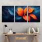 3pcs Vibrant Orange Blue Green Purple Flower Metal Print Ready to Hang Art