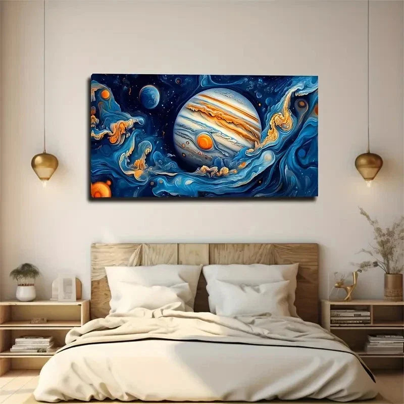 A Huge Planet Suitable Wall Art Canvas Office Home Room Framed 120x60cm