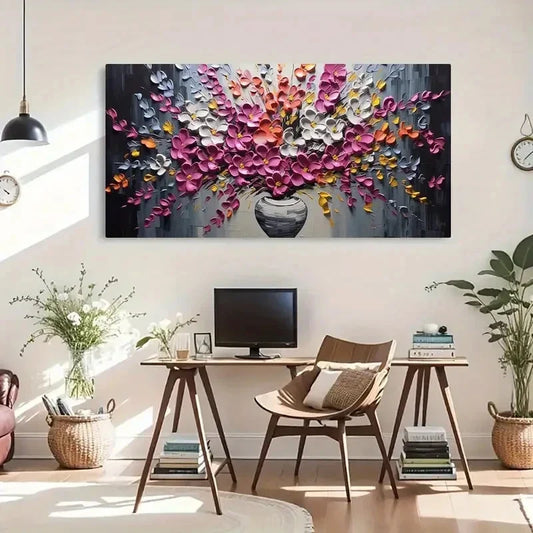 Abstract Flower Vibrant Floral Wall Art Canvas Office Home Room Framed 120x60cm