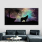 Howling Wolf Under Starry Sky Wall Art Canvas Office Home Room Framed 120x60cm
