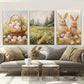 3pcs Lot Of Eggs Are In Brown Bag Cute Bunnies Metal Print Ready to Hang Art