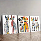 3pcs Two Surreal Dogs Colorful White Background  Wall Art Set Canvas Framed 40x60cm - High Quality Print 100% Australian Made Wall Canvas Ready to Hang