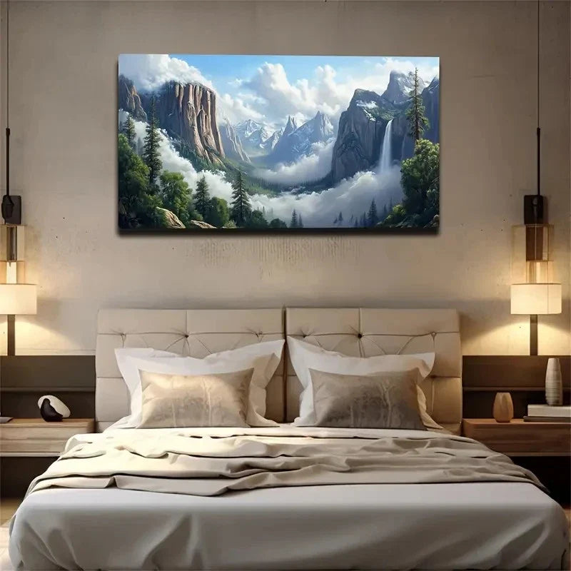 Clouds In The Valley Wall Art Canvas Office Home Room Framed 120x60cm