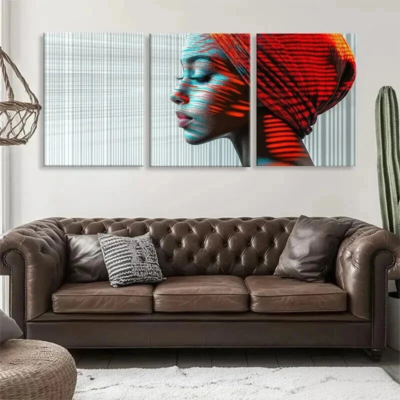 3pcs Striking Red & Blue Accents Perfect Wall Art Set Canvas Framed 40x60cm - High Quality Print 100% Australian Made Wall Canvas Ready to Hang
