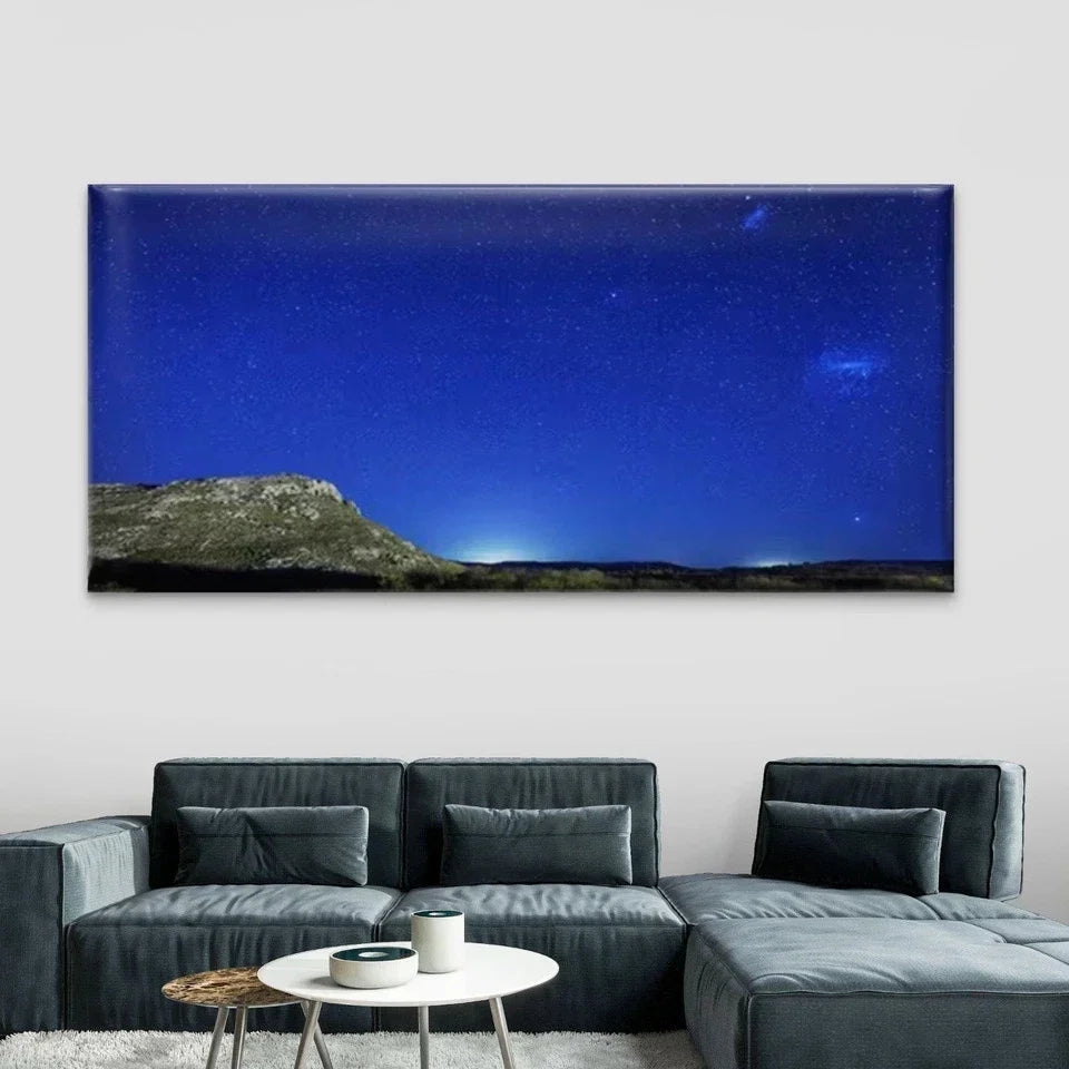 Starry Night Scene Wall Art Canvas Office Home Room Framed 80x45cm