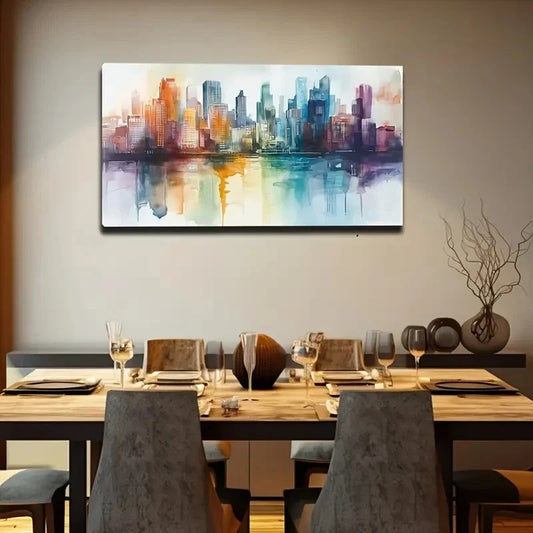 Modern Cityscape Reflection Wall Art Canvas Office Home Room Framed 120x60cm