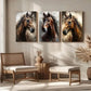 3pcs Brown Horse Paintings, Modern Classic Metal Print Ready to Hang Art