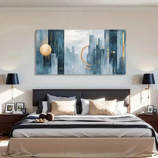 Futuristic Cityscape Spheres Wall Art Canvas Office Home Room Framed 120x60cm