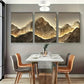 3pcs Jinshan Mountain Range Golden Metal Print Ready to Hang Art