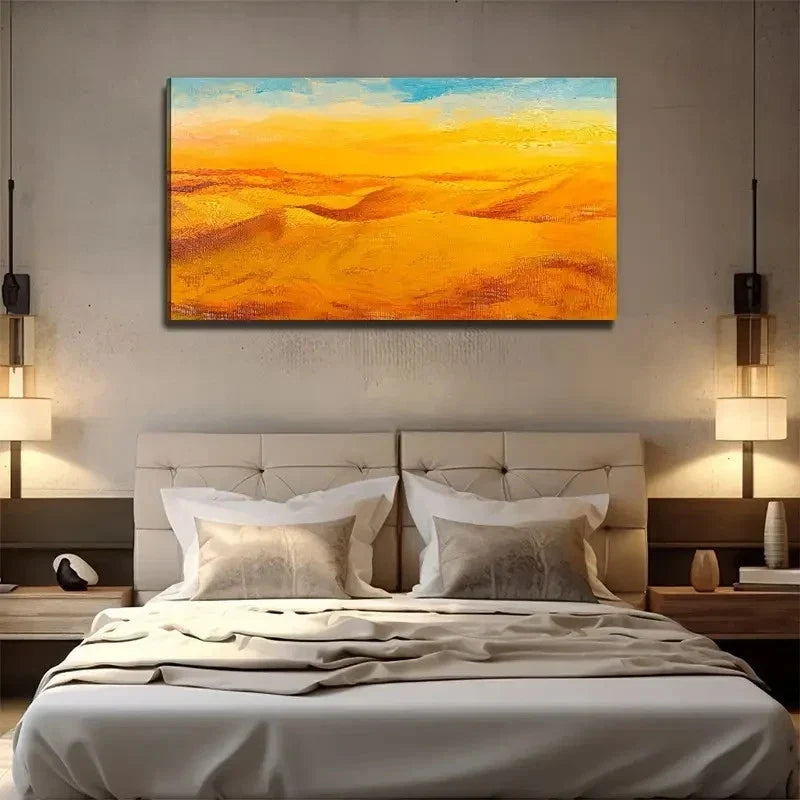 Yellow Desert Suitable Wall Art Canvas Office Home Room Framed 120x60cm