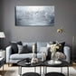 Serene Blue & White Wave Design Wall Art Canvas Office Home Room Framed 120x60cm