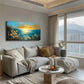 Warm Yellow Sky Blue Sea Blend Wall Art Canvas Office Home Room Framed 120x60cm