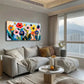 Vibrant Hand-Painted Flowers Wall Art Canvas Office Home Room Framed 120x60cm