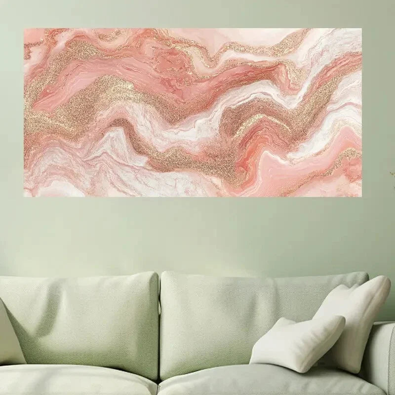 Pink Marble Pattern Décor Wall Art Canvas Office Home Room Framed 120x60cm