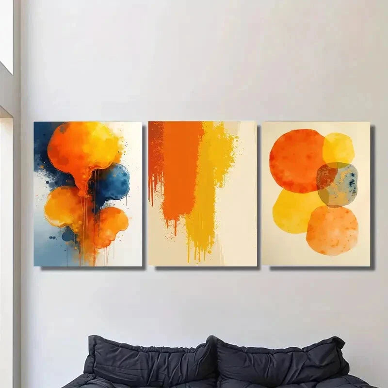 3pcs Modern Abstract Watercolor Metal Print Ready to Hang Art