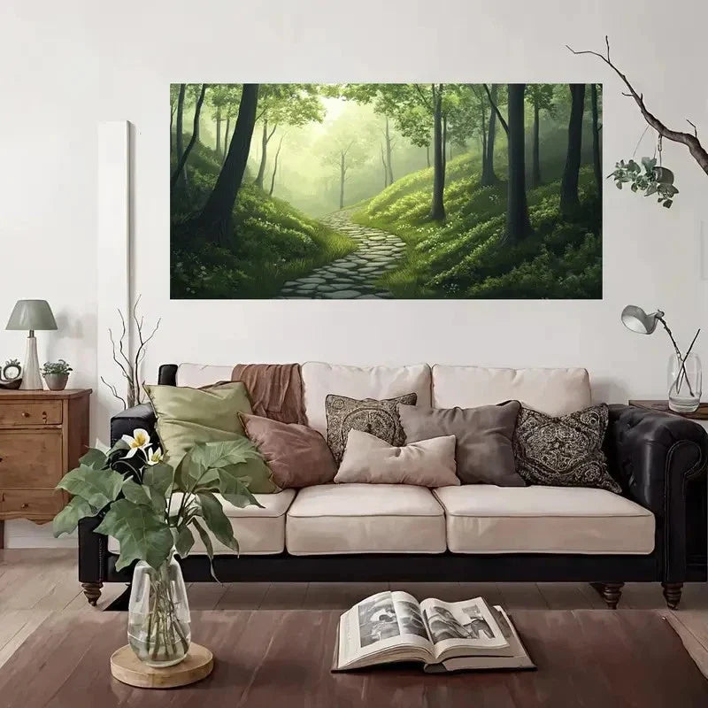 Enchanted Forest Pathway Wall Art Canvas Office Home Room Framed 120x60cm