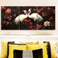 3pcs The white crane is in the peach forest Metal Print Ready to Hang Art