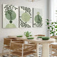 3pcs Abstract Mid Century Boho Geometric Leaves Wall Art Set Canvas Framed 40x60cm - High Quality Print 100% Australian Made Wall Canvas Ready to Hang