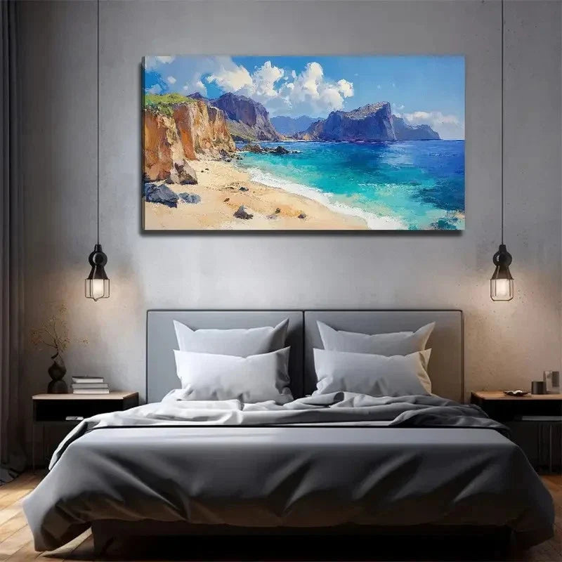 Cliff By The Sea Interior Wall Art Canvas Office Home Room Framed 120x60cm