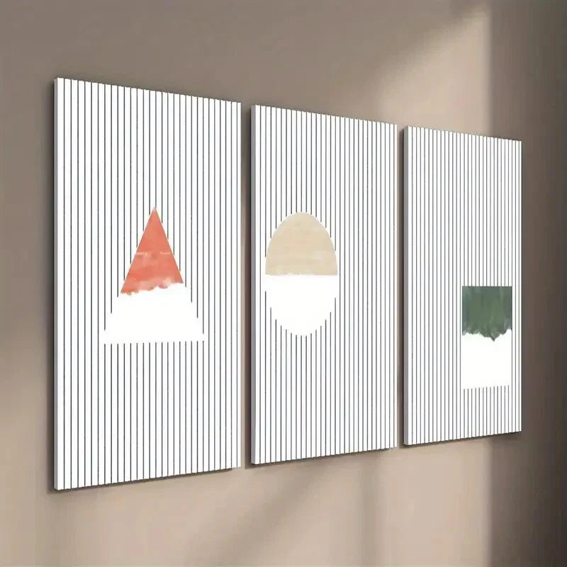 3pcs Triangle Circle And Square Creative Wall Art Set Canvas Framed 40x60cm - High Quality Print 100% Australian Made Wall Canvas Ready to Hang