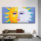 Sun/Moon Face Painting Wall Art Canvas Office Home Room Framed 120x60cm