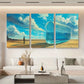 3pcs White Clouds Iceberg Man Standing On Ground Metal Print Ready to Hang Art