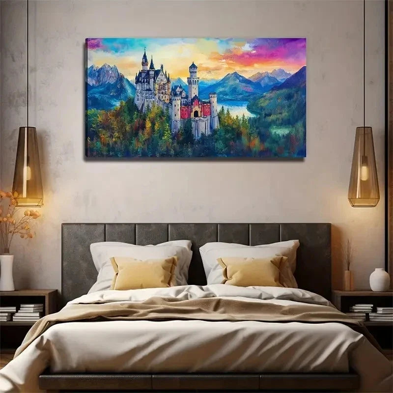 Beautiful Castle Decoration Wall Art Canvas Office Home Room Framed 120x60cm