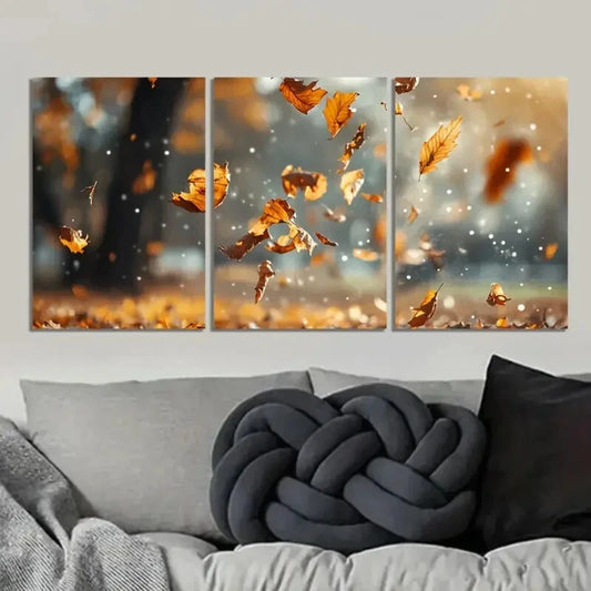 3pcs  "Whisper of Leaves in the Breeze" Autumn Wall Art Set Canvas Framed 40x60cm - High Quality Print 100% Australian Made Wall Canvas Ready to Hang