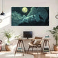 Moonlit Night Sky White Wolf Wall Art Canvas Office Home Room Framed 120x60cm
