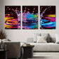 3pcs Colorful Water Splash Abstract Modern Metal Print Ready to Hang Art