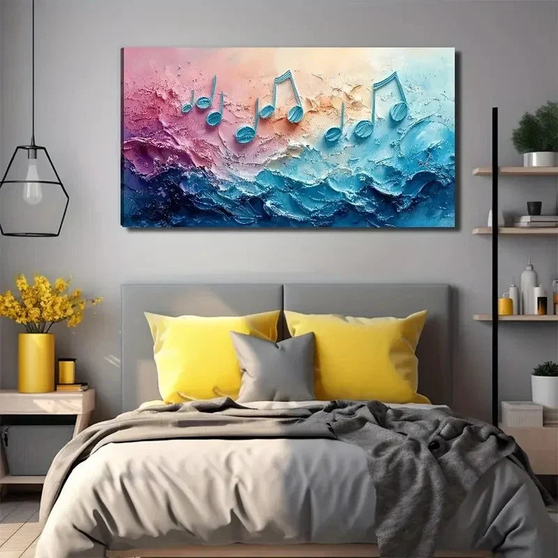Acrylic Flowers Musical Notes Wall Art Canvas Office Home Room Framed 120x60cm