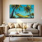 Tropical Beach Scene With Palm Wall Art Canvas Office Home Room Framed 80x45cm