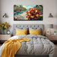 Swimming Pool Blooming Flowers Wall Art Canvas Office Home Room Framed 120x60cm